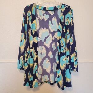 Global‎ Chic By Iman Womens Boho Chic Drape Front Cardigan Blue Green 2XP